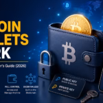 3D illustration of a secure Bitcoin wallet showing public and private keys, a mobile crypto wallet interface, and blockchain connectivity to explain how Bitcoin wallets work.